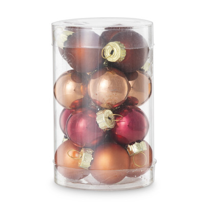 Box met kerstballen - rood - ø2.5 cm - set van 16